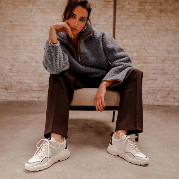 NEW • BOBBIES PARIS Beige and Black Leather Sneakers - Picture 2 of 16